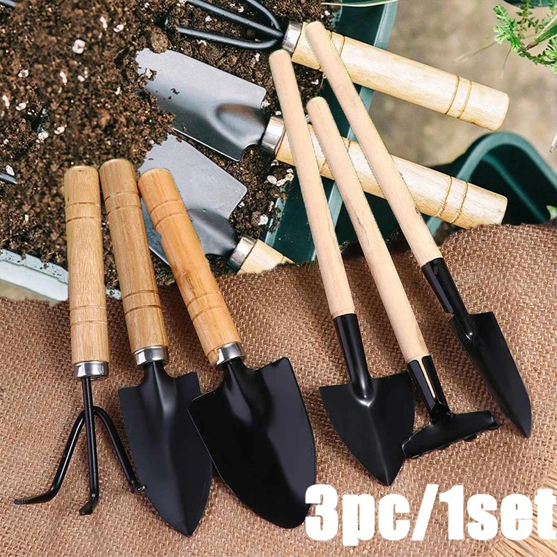 Gardening Tools Shovel - 3PC/1Set 미니 원예 도구 세트 손잡이가